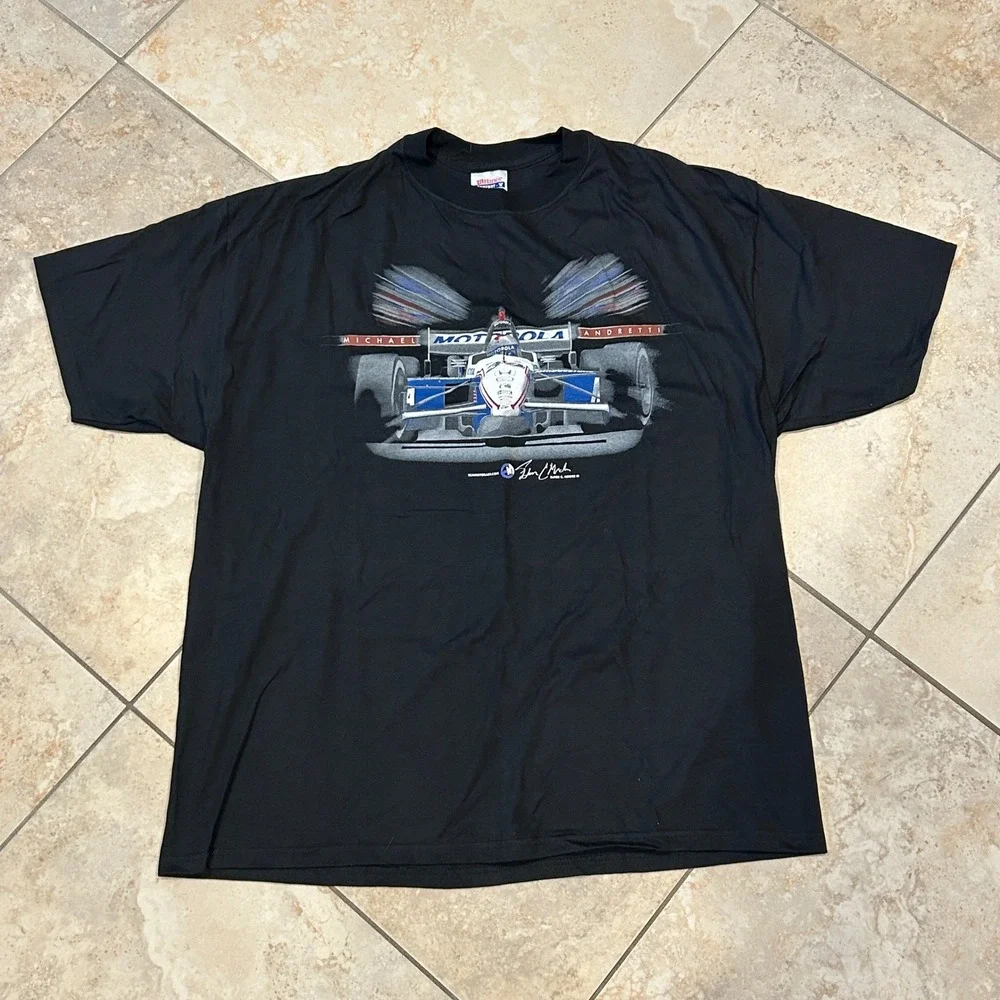Michael Andretti Indy Race Car Shirt Mens Adult XL Black Hanes Comfort‎ Graphic